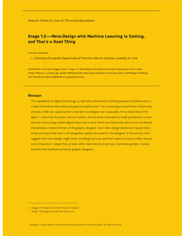 Stage 1.X — Meta-Design with Machine Learning Is Coming, and That’S a Good Thing