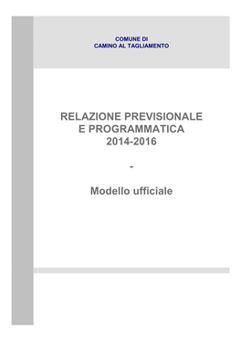 Relazione Previsionale E Programmatica 2014-2016