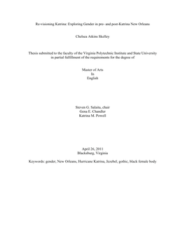 Exploring Gender in Pre- and Post-Katrina New Orleans