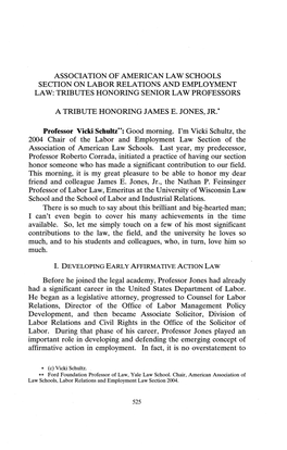 Association of American Law Schools Section on Labor Relations and Employment Law: Tributes Honoring Senior Law Professors