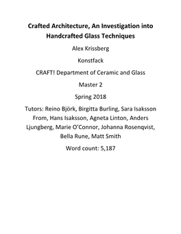 Crafted Architecture, an Investigation Into Handcrafted Glass Techniques