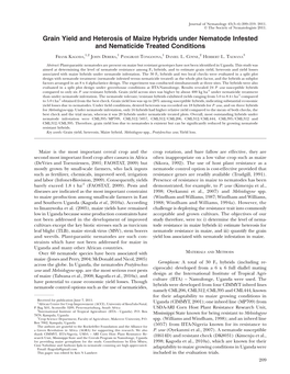 Grain Yield and Heterosis of Maize Hybrids Under Nematode Infested and Nematicide Treated Conditions