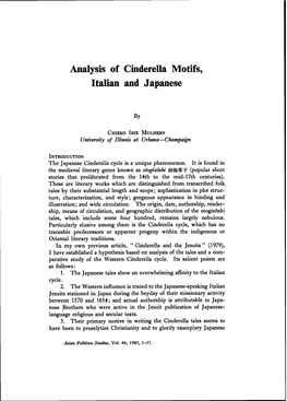 Analysis of Cinderella Motifs, Italian and Japanese