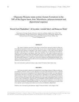 Oligocene-Miocene Ramp System (Asmari Formation) in the NW of the Zagros Basin, Iran: Microfacies, Paleoenvironment and Depositional Sequence