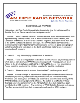 QUESTIONS and ANSWERS 1.Question... AM First Radio