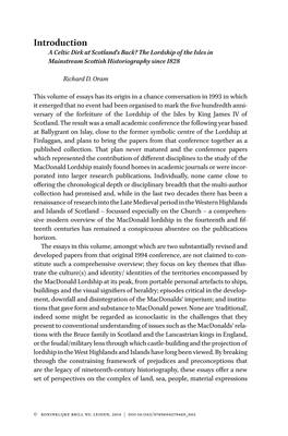 Introduction a Celtic Dirk at Scotland’S Back? the Lordship of the Isles in Mainstream Scottish Historiography Since 1828