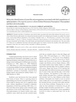 Molecular Identification of Yeast Like Microorganisms Associated With