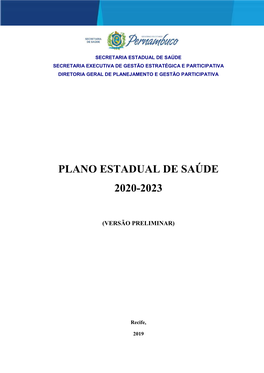 Plano Estadual De Saúde 2020-2023