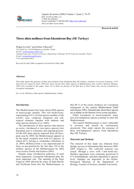 Three Alien Molluscs from Iskenderun Bay (SE Turkey)