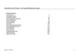 Verzeichnis Der Kinder- Und Jugendhilfeeinrichtungen
