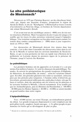 Le Site Préhistorique De Montenach *