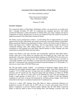 1 Assessment of the Commercial Fishery of Saba Bank Wes Toller