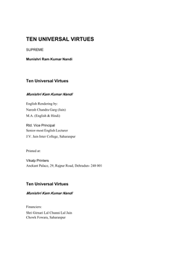 Ten Universal Virtues