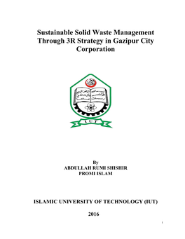 Sustainable Solid Waste Management Through 3R Strategy in Gazipur City Corporation