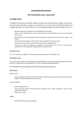 THE HEREFORDSHIRE REGIMENT Their First World War 'Story'