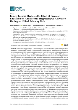 Family Income Mediates the Effect of Parental Education on Adolescents