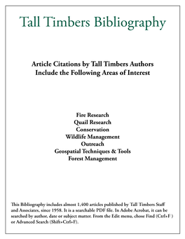Tall Timbers Bibliography