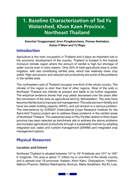 1. Baseline Characterization of Tad Fa Watershed, Khon Kaen Province, Northeast Thailand