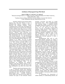 Attributes of Skaergaard-Type PGE Reefs