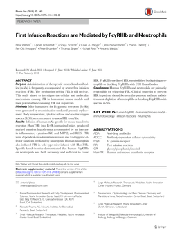 First Infusion Reactions Are Mediated by Fcγriiib and Neutrophils
