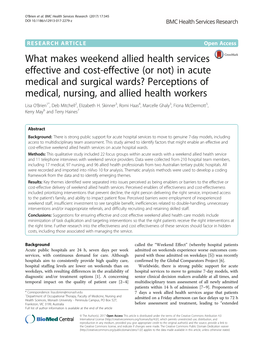 What Makes Weekend Allied Health