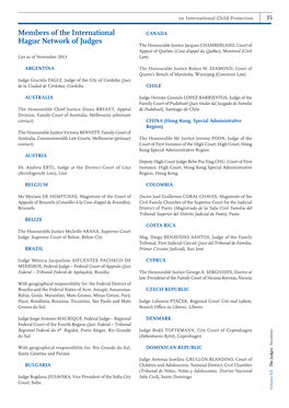 Members of the International Hague Network of Judges