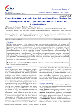 Comparison of Oocyte Maturity Rates in Recombinant Human Chorionic Go