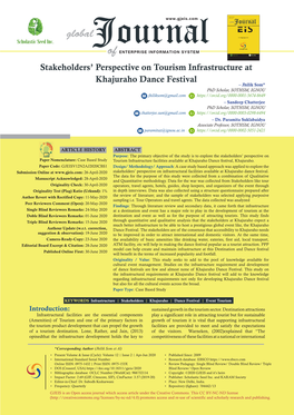 Stakeholders' Perspective on Tourism Infrastructure at Khajuraho Dance