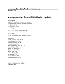 Management of Acute Otitis Media: Update