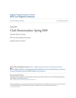 Clark Memorandum: Spring 2008 J