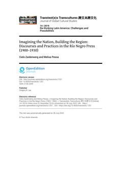 Transtext(E)S Transcultures 跨文本跨文化, 14 | 2019 Imagining the Nation, Building the Region: Discourses and Practices in the Rí