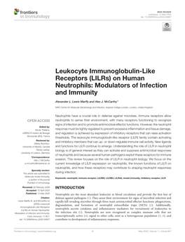 (Lilrs) on Human Neutrophils: Modulators of Infection and Immunity