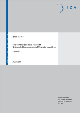 The Fertility-Sex Ratio Trade-Off: Unintended Consequences of Financial Incentives