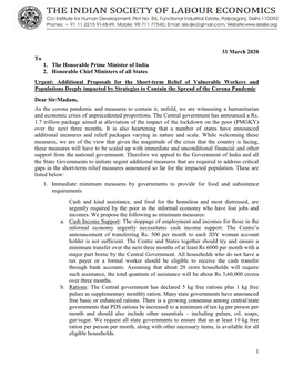 Additional Proposals for the Short-Term Relief of Vulnerable Workers and Populations Deeply Impacted by Strategies to Contain the Spread of the Corona Pandemic