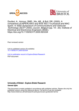 A Comparison of HIPERLAN/2 and IEEE 802.11A Physical and MAC Layers