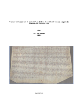 Grenzen Van Loosbroek, De “Gemeint” Van Dinther, Heeswijk En Bernheze, Volgens De Oorkonde Van Kort Voor 1233. Door N.L