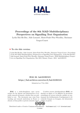 Proceedings of the 8Th MAD Multidisciplinary Perspectives On