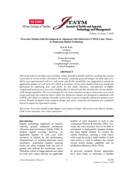 Two-Color Double-Cloth Development in Alignment with Subtractive CMYK Color Theory by Deploying Digital Technology