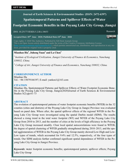 Spatiotemporal Patterns and Spillover Effects of Water Footprint Economic Benefits in the Poyang Lake City Group, Jiangxi