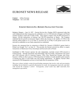 Euronet News Release