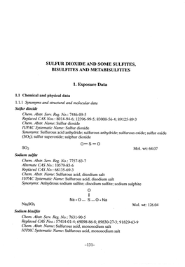 Sulfur Dioxide and Some Sulfites, Bisulfites and Metabisulfites