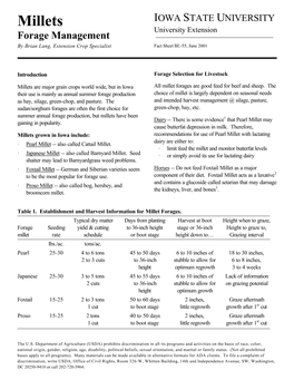 Millet Forage Management