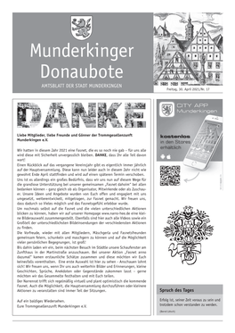 Munderkinger Donaubote AMTSBLATT DER STADT MUNDERKINGEN Freitag, 30