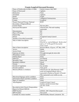 County Longford Graveyard Inventory