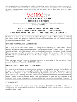 CHINA VANKE CO., LTD.* 萬科企業股份有限公司 (A Joint Stock Company Incorporated in the People’S Republic of China with Limited Liability) (Stock Code: 2202)