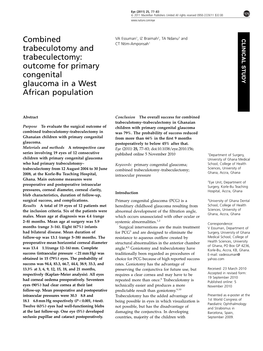 Combined Trabeculotomy and Trabeculectomy: Outcome For