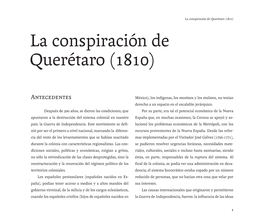 La Conspiración De Querétaro (1810) La Conspiración De Querétaro (1810)