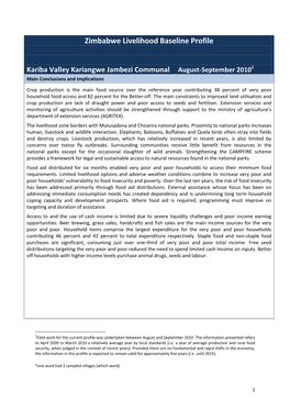 Zimbabwe Livelihood Baseline Profile