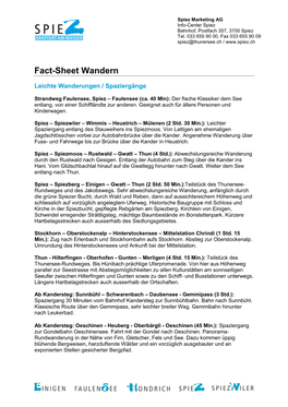 Fact-Sheet Wandern