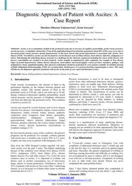 Diagnostic Approach of Patient with Ascites: a Case Report